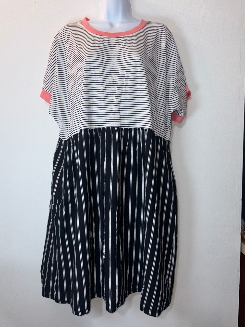 LUUKSE Striped Dress with Coral Trim